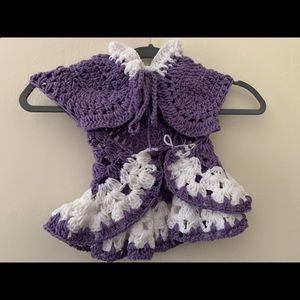 Handmade new born crochet dress made by me !